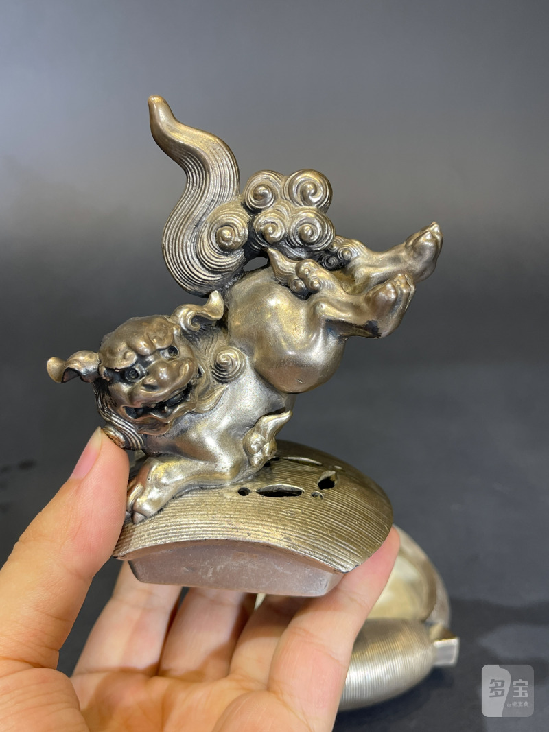 清 纯银狮子香薰 - 图4